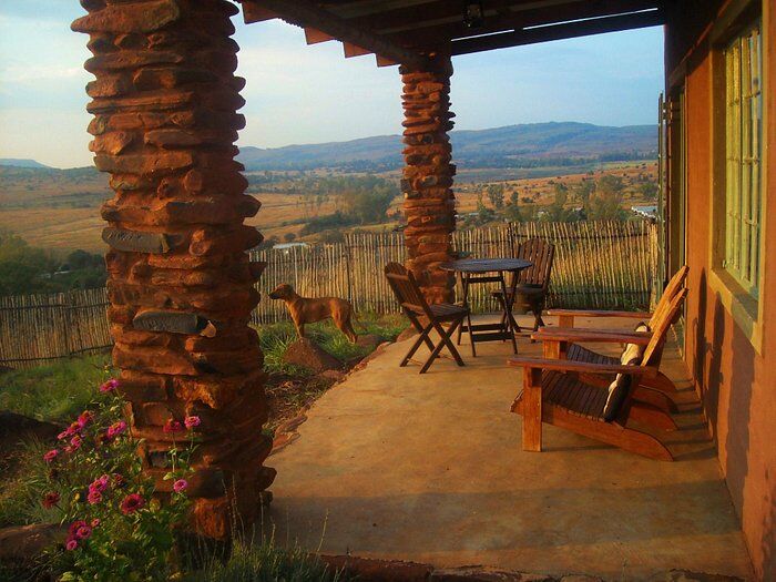 Outside seating area at a cottage at Saamrus Guest Farm pet-friendly accommodation in Magaliesburg