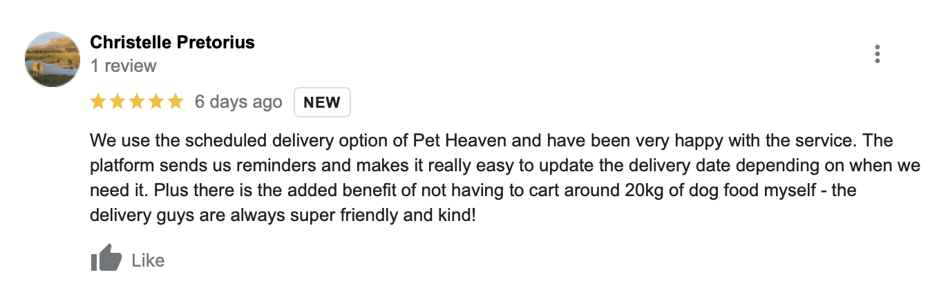 Pet Heaven Customer Review. Pets24. Scheduled delivery 