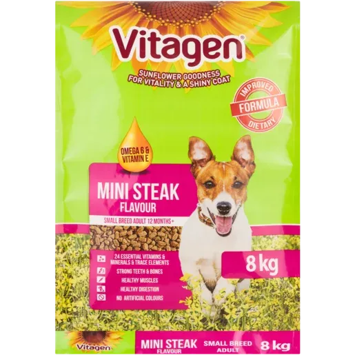 Vitagen Mini Steak Flavoured Dog Food 8kgDog food specials.