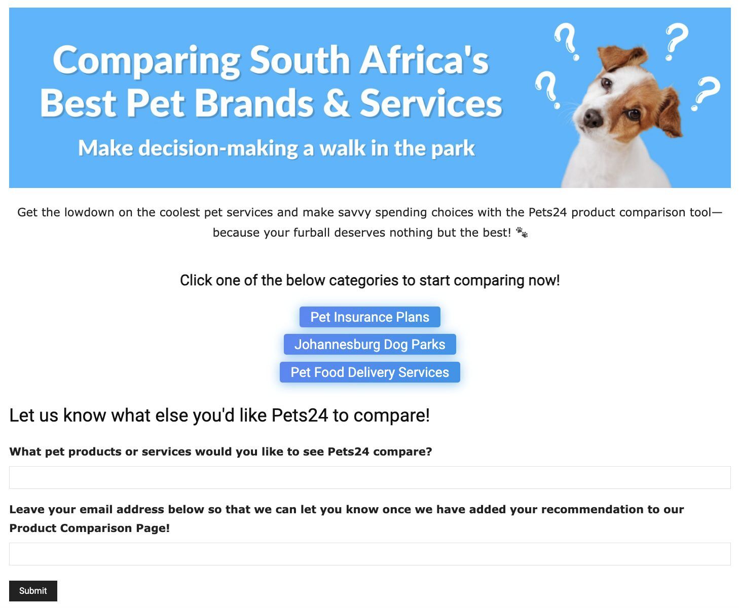 Pets24 Comparison Tool